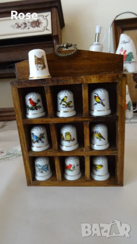 Порцеланови напръстници с поставка от дърво, снимка 4 - Декорация за дома - 50989204