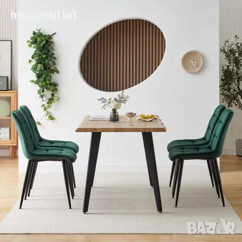 Трапезни столове с дамаска от кадифе (к-кт от 2 бр.) C-UDC087GR, снимка 2 - Столове - 49272967