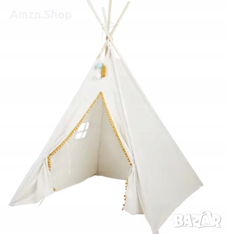 Прекрасна детска палатка типи , палатка индианско иглу от дърво и плат, снимка 2 - Играчки за стая - 51658742