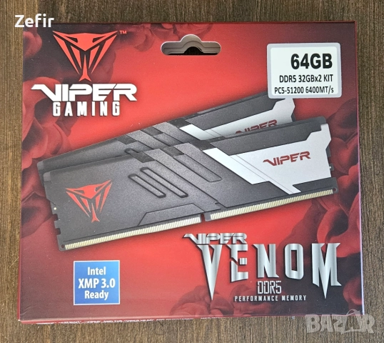 RAM DDR5-6400 CL32 64GB (2x32 GB) on-die ECC, снимка 1