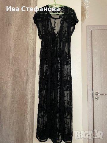 Дълга нова кафтан  черна плажна наметка дантела памук плажна дълга риза рокля за плаж плажна туника , снимка 10 - Туники - 41518928