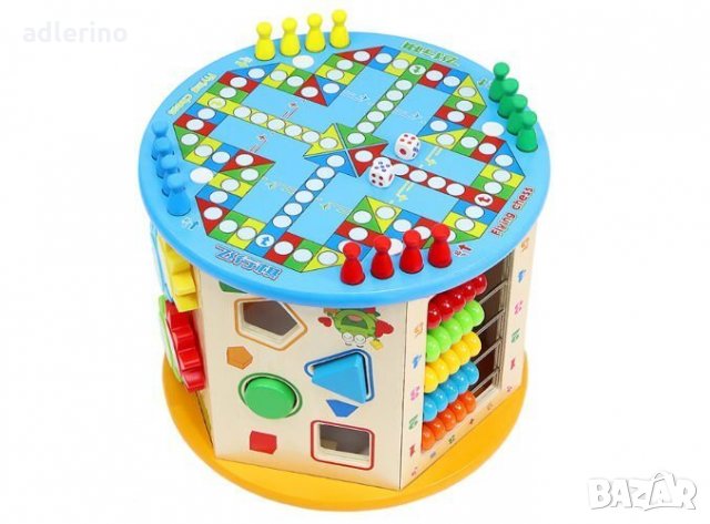 Детска игра Магически куб, вълшебно кубче с мно игри, мултифункционално дървено кубче, снимка 5 - Образователни игри - 34381745