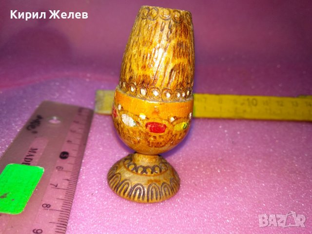 СТАРА ДЪРВЕНА ПИРОГРАФИРАНА МИНИАТЮРА ЧАШКА - МОЛИВНИК За КОЛЕКЦИЯ ДЕКОРАЦИЯ 26049, снимка 8 - Антикварни и старинни предмети - 44222306