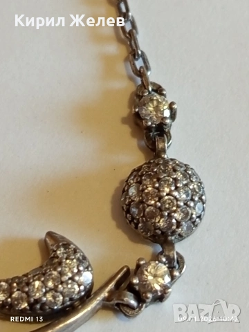 Сребърна гривна инкрустирана с кристали елегантна финна ювелирна изработка 52746, снимка 7 - Гривни - 53040933