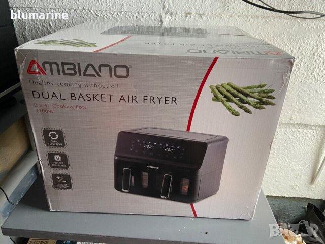 Двоен Air Fryer AMBIANO 2700W/ 8L - 2 x 4L, снимка 2 - Фритюрници - 40897728