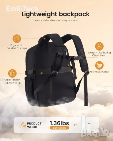 Дамска раница за лаптоп 15.6″ 25L лека, черна LOVEVOOK, снимка 2 - Раници - 55960847