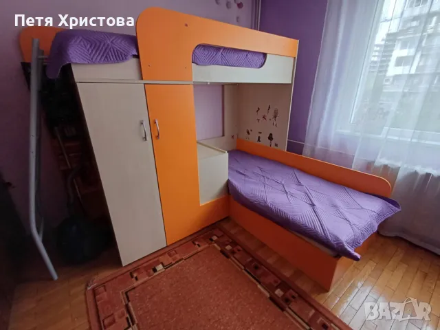 Продавам двуетажно легло за детска стая с два матрака размер 82/190, снимка 2 - Спални и легла - 50433768
