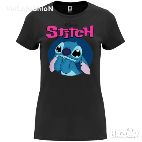 Нова дамска тениска с героя Стич (Stitch) в бял или черен цвят , снимка 3 - Тениски - 45316017
