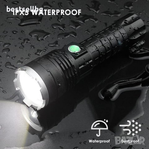 Мощен ръчен лед прожектор P90 фенер акумулаторен зарядно USB лов XHP90, снимка 4 - Къмпинг осветление - 40109922