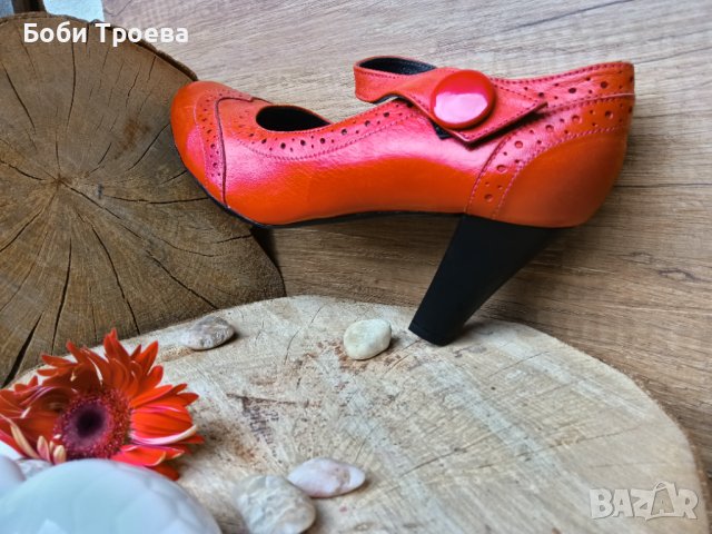 Изисканост към облеклото Ви с дамски обувки,изработени от естествена кожа в актуален червен цвят, снимка 5 - Дамски обувки на ток - 41600756