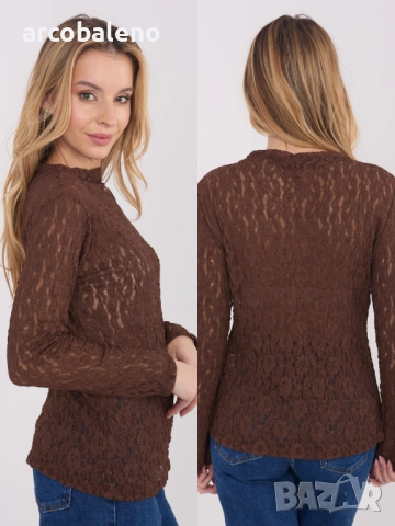 Дамска дантелена блуза с дълги ръкави, 5цвята   , снимка 15 - Блузи с дълъг ръкав и пуловери - 52856669