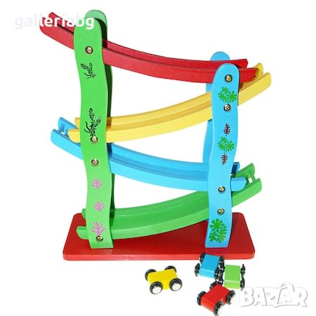 Дървена пързалка за колички , снимка 2 - Коли, камиони, мотори, писти - 41487281