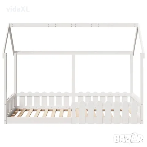 vidaXL Рамка за детско легло къща, бяла, 90x200 см, борово дърво масив, снимка 4 - Спални и легла - 56148223