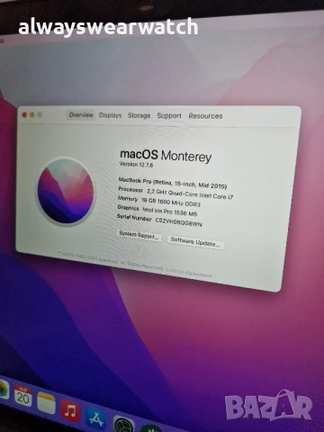 Apple MacBook Pro 15" - 16 GB RAM 2.2 GHz i7 / Макбук Про 15 инча, снимка 10 - Лаптопи за работа - 51426808