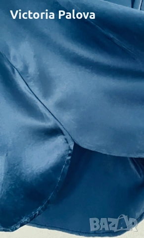 Винтидж синя копринена блуза RA-RE - италиански лукс от 90-те, снимка 12 - Блузи с дълъг ръкав и пуловери - 53032685