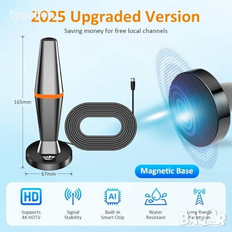 Нова цифрова телевизионна антена за Smart TV, вътрешна телевизионна антена за телевизор без кабел..., снимка 3 - Части и Платки - 52710453