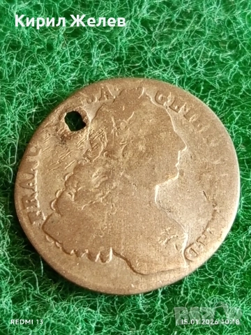 Сребърна монета 7 кройцера 1762г. Франц първи Австрия за КОЛЕКЦИЯ 52982, снимка 4 - Нумизматика и бонистика - 53105813