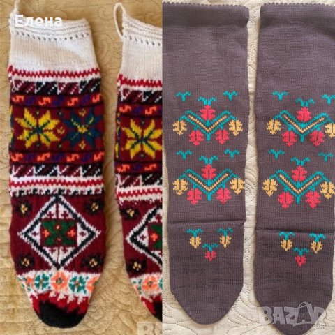 Автентични ръчно плетени, вълнени чорапи и детски машинно плетени за носия