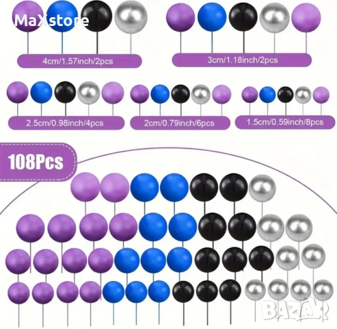108 броя топчета на тел от стиропор за декорация на торта , снимка 2 - Други - 51951168