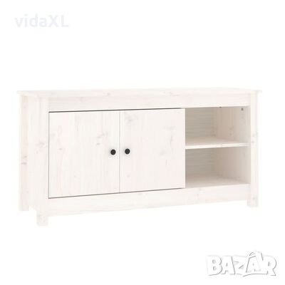 vidaXL ТВ шкаф, бял, 103x36,5x52 см, бор масив（SKU:814575, снимка 1