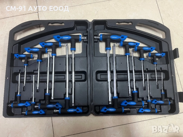 К-т шестограми и торксове с ръкохватка 16 части 