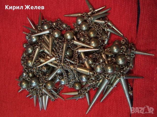 ПОЗЛАТЕНА ОГРОМНА ОГЪРЛИЦА СТОМАНЕНА ВЕРИЖКА и МЕСИНГОВИ ВИСУЛКИ 31629, снимка 4 - Колиета, медальони, синджири - 37991302
