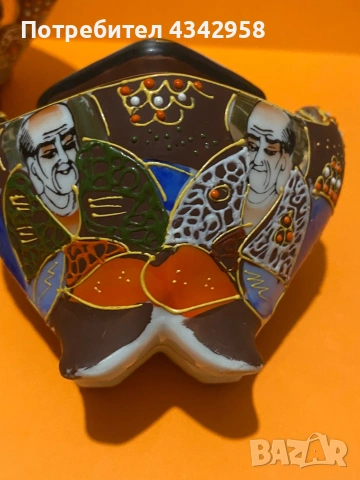 🏺 Японски винтидж кадилници Satsuma – комплект 2 броя (1920–1940 г.), снимка 4 - Антикварни и старинни предмети - 53565251