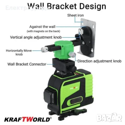 Немски 4D Лазерен Нивелир с 16 линии (четири точков) самонивелиращ се, със зелен лазер, снимка 4 - Измервателни инструменти - 47617649