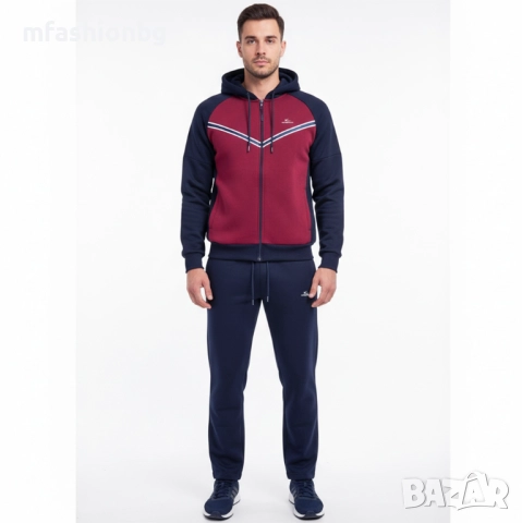 Ватиран мъжки екип с качулка, 5 цвята, Размери от М до 3XL