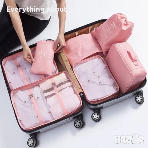  Органайзери за багаж - Комплект от 8 броя, органайзери за куфар за дрехи и козметика, снимка 2 - Органайзери - 42384736