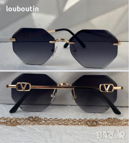 Valentino дамски слънчеви очила Осмоъгълник с верижка синджир, снимка 8 - Слънчеви и диоптрични очила - 41627456