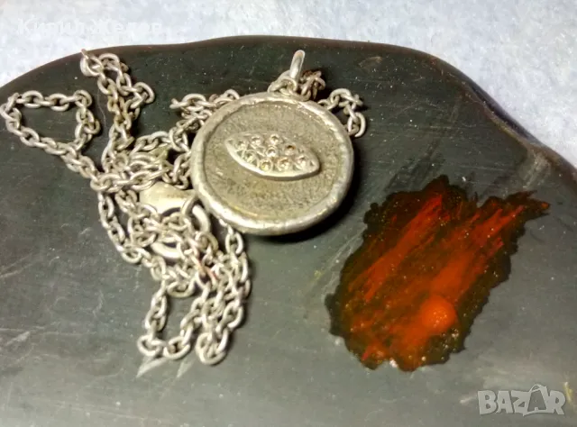 Стар ДВУСТРАНЕН РЕЛИГИОЗЕН СРЕБЪРЕН МЕДАЛЬОН КОЛИЕ СРЕБРО 925 РЪЧНА РЯДКА АРТ РАБОТА с ЦИРКОНИ 49923, снимка 5 - Антикварни и старинни предмети - 49346340
