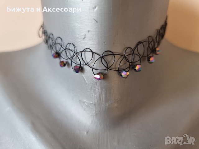 Чокър силиконов с мъниста - модел 21, снимка 1