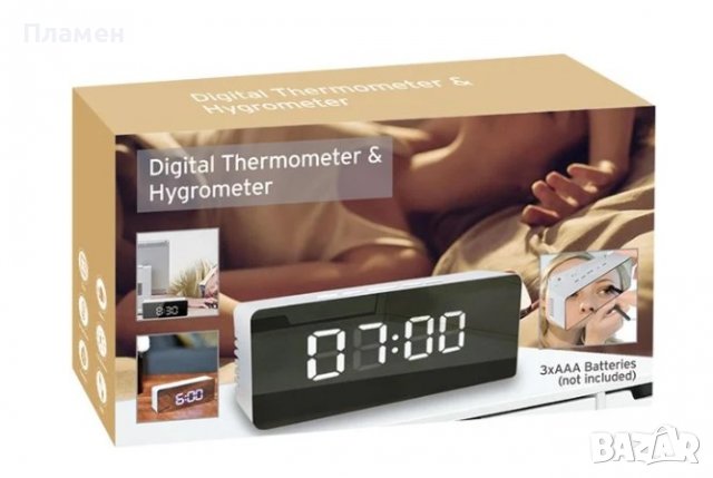 Часовник, метеорологична станция с led  огледало час, дата темп, влажност 14.5x4x8 см, снимка 9 - Други - 38942189