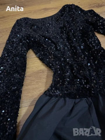 нова черна рокля с пайети Л рр, снимка 2 - Рокли - 53531987
