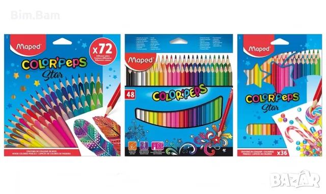 Комплекти цветни моливи за рисуване Maped Color'Peps - 36 / 48 / 72 цвята