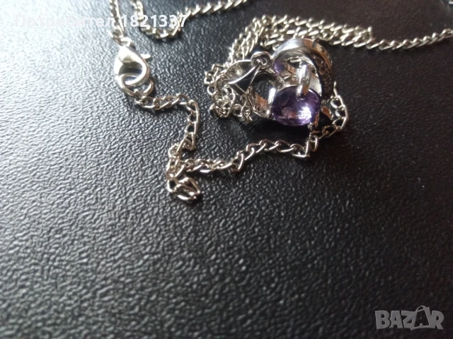 Колие с кристал аметист, снимка 2 - Колиета, медальони, синджири - 50580756