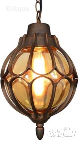 Градински Фенер Егіса  долен, горен носач, висящ с верига Е27, IP 44, снимка 13 - Други - 52853742