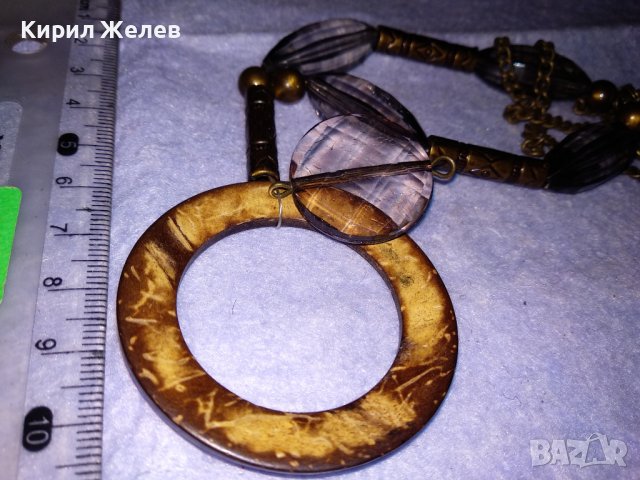 ХИПАРСКИ ЛЕТЕН АРТ ХЕНД МЕЙД МЕДАЛЬОН КОЛИЕ ОГЪРЛИЦА КОКОСОВ ОРЕХ КРИСТАЛЧЕТА МЕСИНГ 34788, снимка 6 - Колиета, медальони, синджири - 39144371