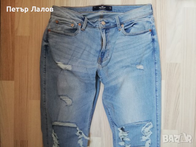 Нова Цена Hollister НОВИ дънки мъжки светлосини 34/32, снимка 2 - Дънки - 42125999