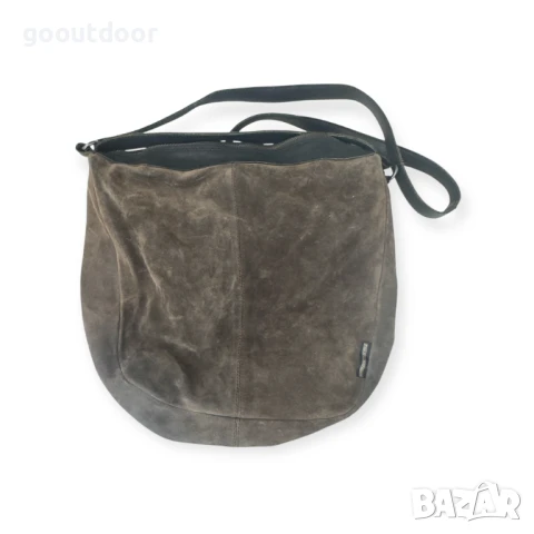 Fred de la Bretoniere велурена чанта с кожени детайли, снимка 2 - Чанти - 50821519