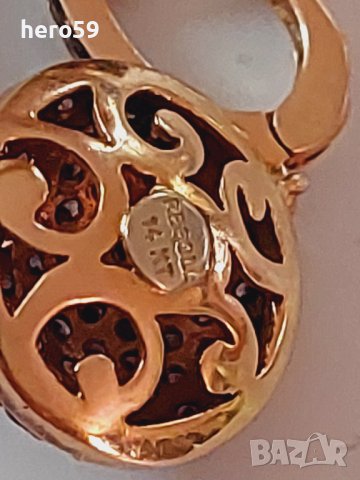 Златни дамски обеци и медальон с аметисти-злато 14 к., снимка 13 - Обеци - 41229708
