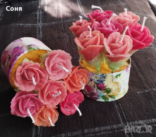 Букетчета от седем рози восъчни, ароматни, снимка 11 - Подаръци за жени - 53657724