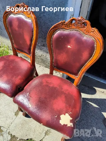 Масивен дървен стол с облегалка два броя, снимка 6 - Столове - 50123554