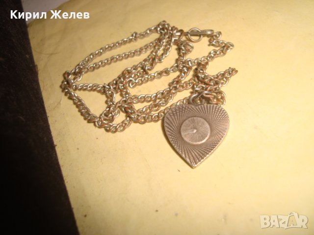 СРЕБЪРЕН / ПОСРЕБРЕН СЪРЦЕВИДЕН МЕДАЛЬОН МАРКИРАН и ПОСРЕБРЕНА МЕДНА ВЕРИЖКА ВИНТИДЖ АРТ КОЛИЕ 24405, снимка 5 - Колиета, медальони, синджири - 33867133