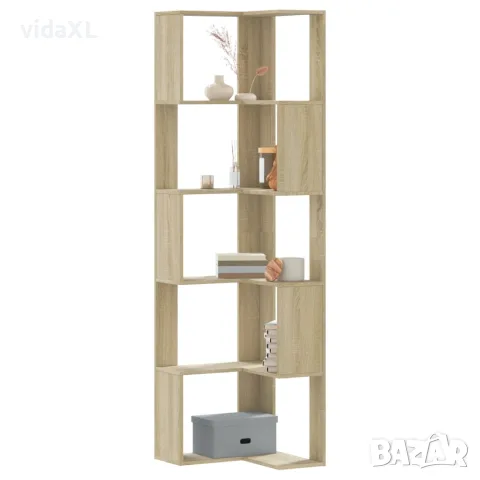 vidaXL Ъглова етажерка 5 рафта сонома дъб 50x50x179 см инженерно дърво, снимка 2 - Етажерки - 56148186