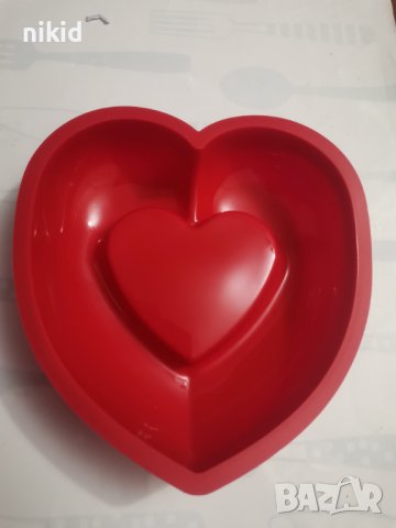 средно сърце с вдлъбнатина силиконов молд форма кекс сладкиш десерт гипс и др, снимка 2 - Форми - 39643276