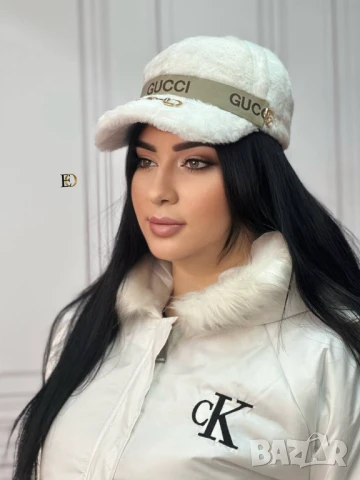 Пухена шапка с козирка gucci, снимка 8 - Шапки - 51427031