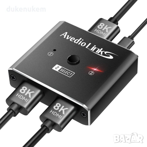 HDMI 2.1 суич/сплитер 8K – двупосочен, алуминиев корпус