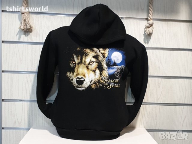Нов детски суичър с дигитален печат Вълк - Follow the spirit